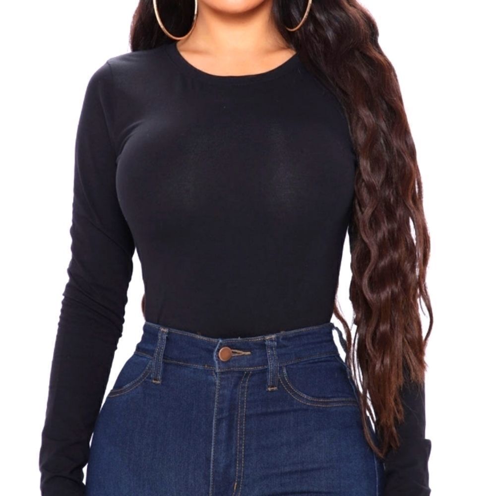 Black Long Sleeve Bodycon Top sz Small